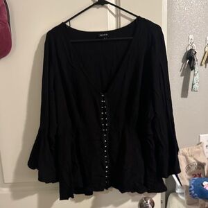 Torrid Black Flowy Blouse with Button Detail